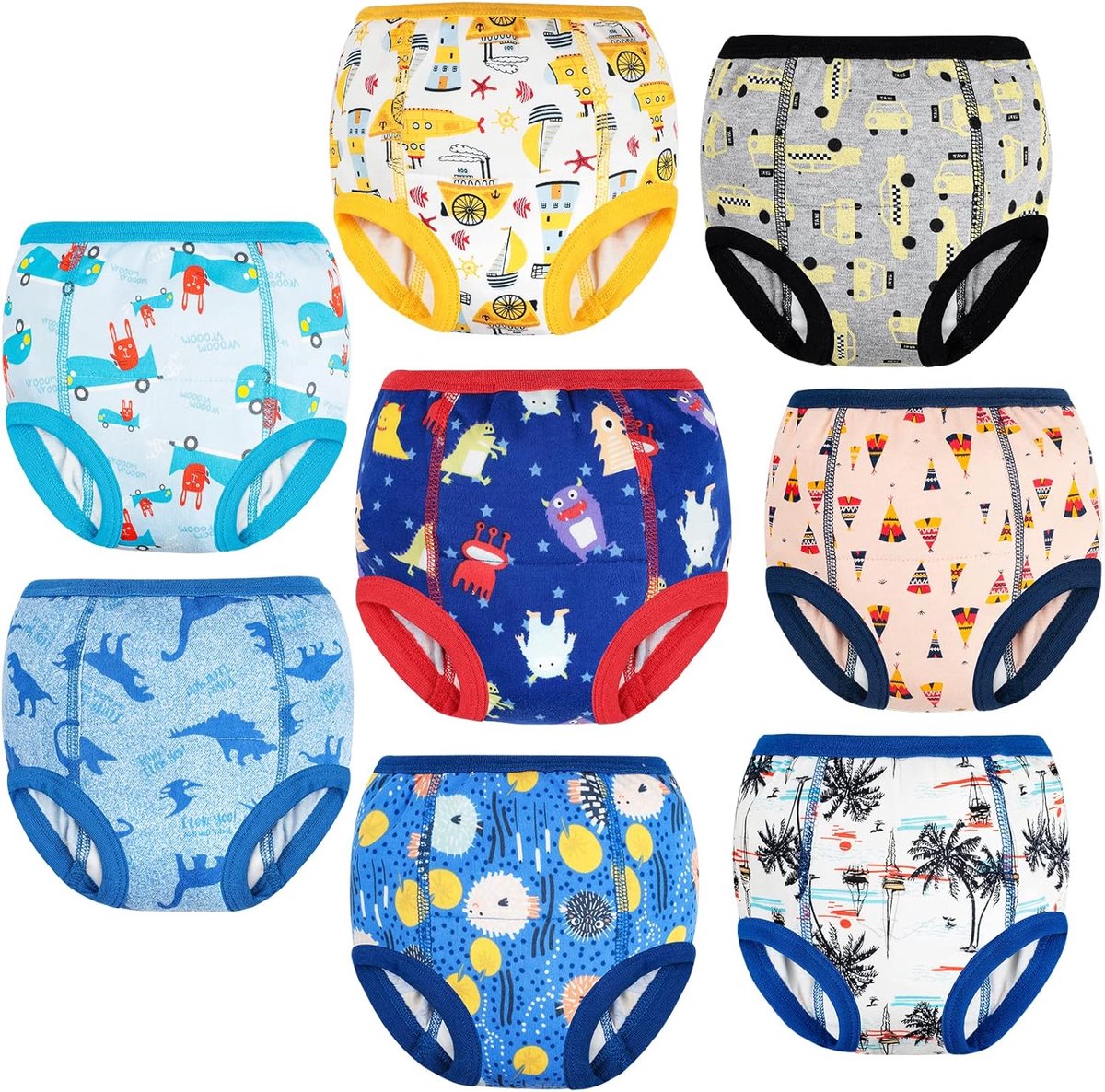 Baby Training Pants - Oefenbroekjes Peuter - Potty Training - 6 Absorberende Lagen - 8 Stuks - Auto Print