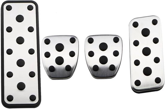 Antislip Pedaalhoezen - Auto Pedaal Covers - Verbeterde Rijcontrole - Roestvrij Staal - Set van 3 of 4 - Zilver Zwart — afbeelding 3