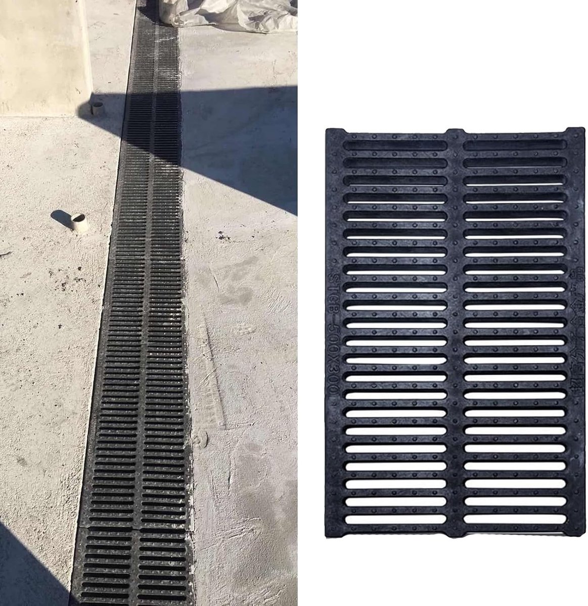 Afvoerrooster Deksel - Riolafdekking Buiten - Waterbeheer Tuin - Duurzame Hars Constructie - 1-3 Ton Draagkracht - Zwart