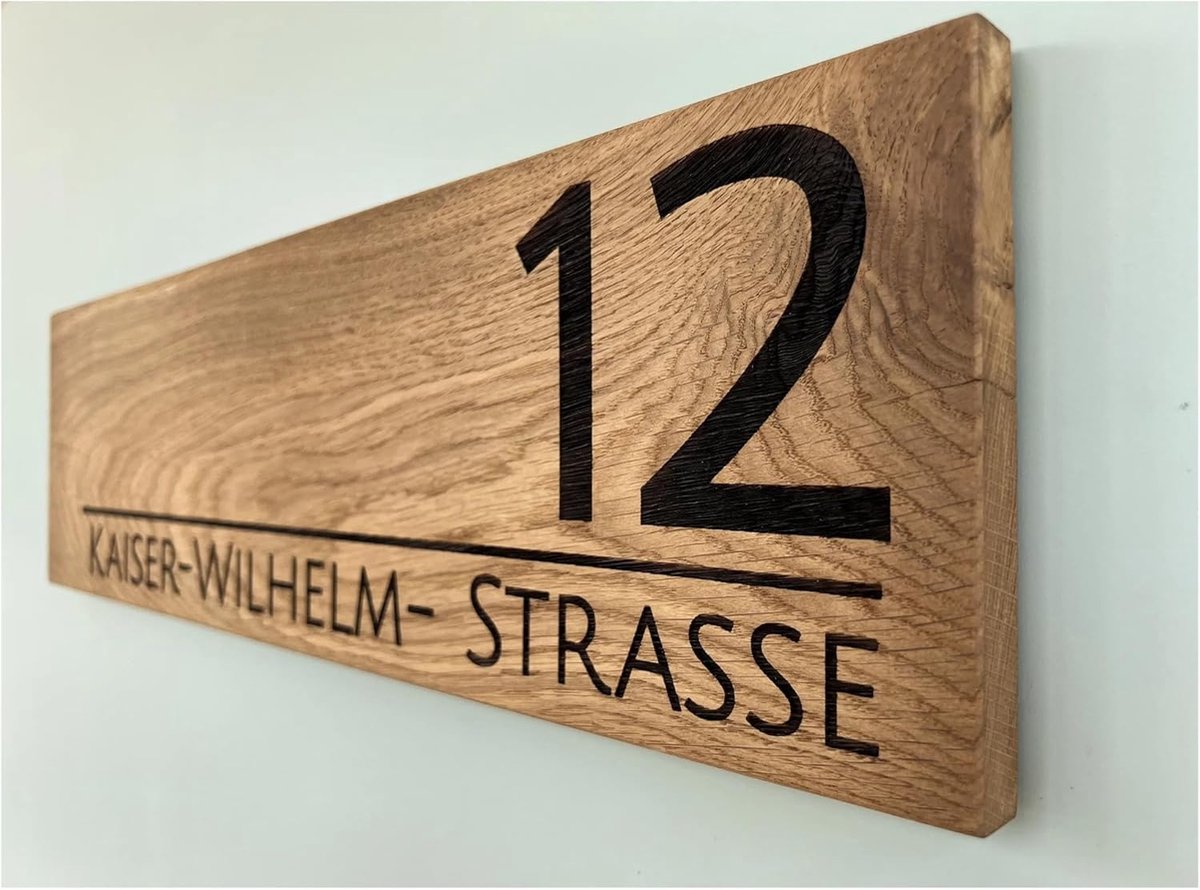 Huisnummer Hout - Adresbord Huis - Huis Nummering - Gepersonaliseerd Ontwerp - 25 x 12.5 cm - Hout Zwart
