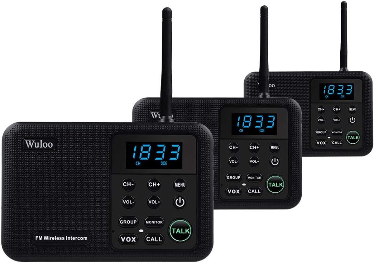 Draadloos Intercom Systeem - Huis Intercom - Communicatie Tussen Kamers - 22 Kanalen 100 Codes - 16 Km Bereik - Wit