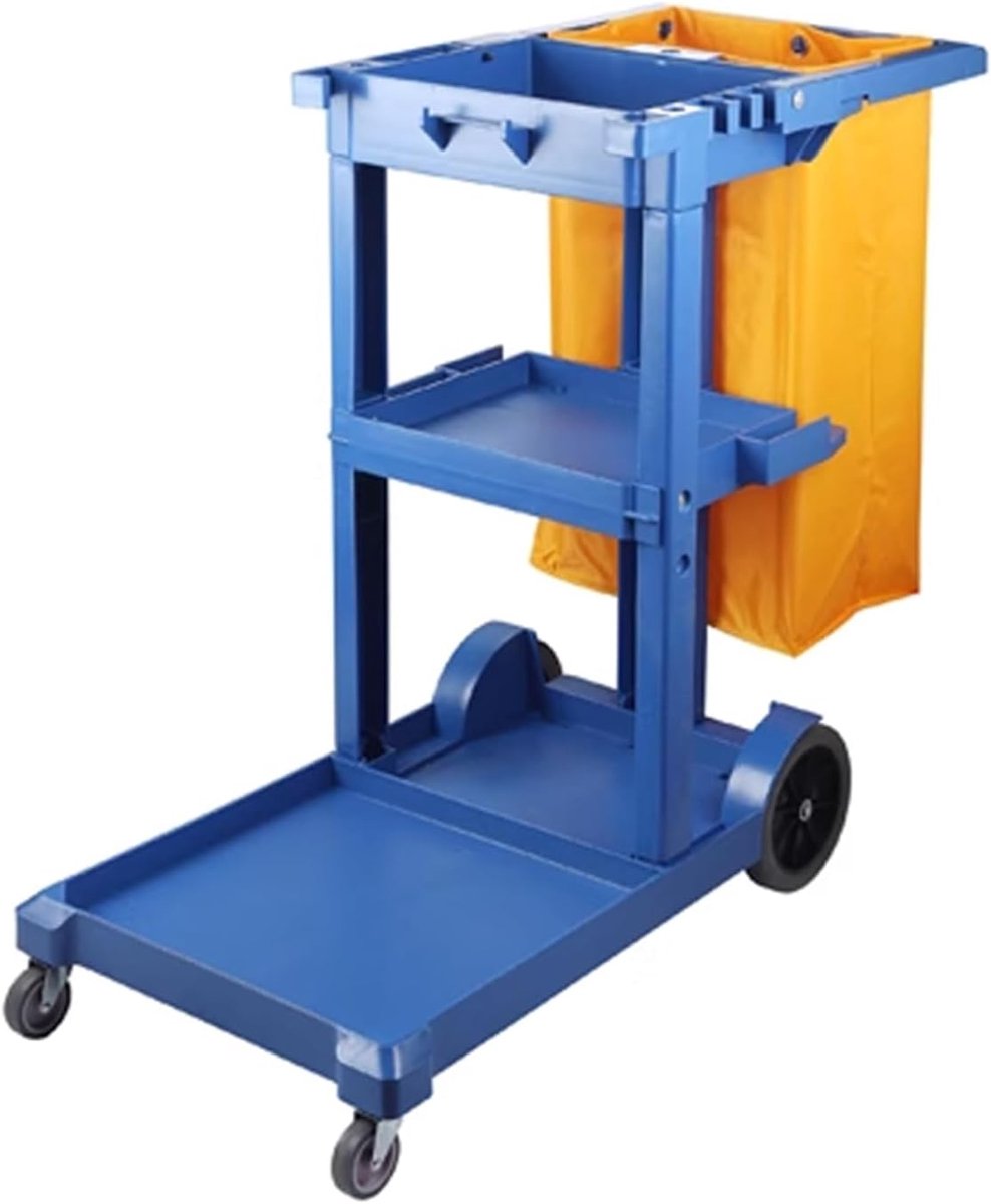 Schoonmaakwagen met Wielen - Huishoudkar Caddy - Schoonmaken Organiseren - Stabiel PP Materiaal - 3 Planken - Blauw
