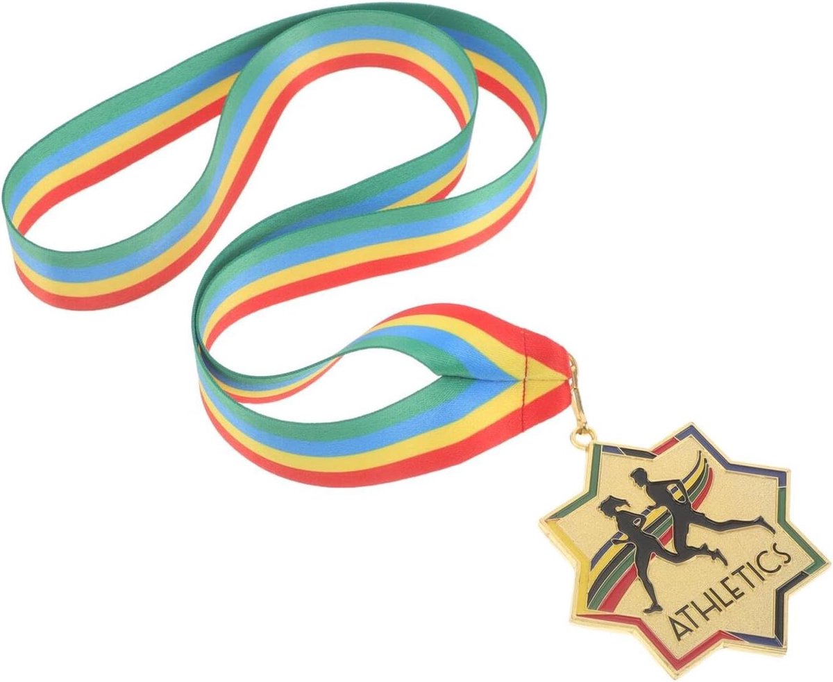Gouden Medaille - Loopmedaille Prijs - Sportwedstrijden Vieren - Met Halslint - 51x7x0.3cm - Goud
