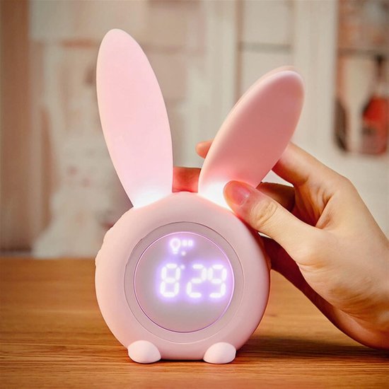 Kinder Wekker Konijn - Digitale Klok Slaaptrainer - Kinderen Wakker Maken - Ademend Nachtlampje - 10mm - E — afbeelding 3