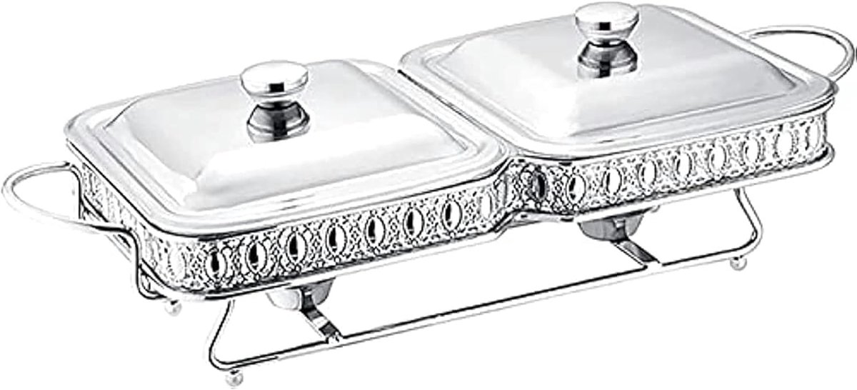 Verwarmingsstation RVS - Buffet Warmer - Eten Warm Houden - Spiegelglans Afwerking - 57 x 46 x 17 cm - Zilver