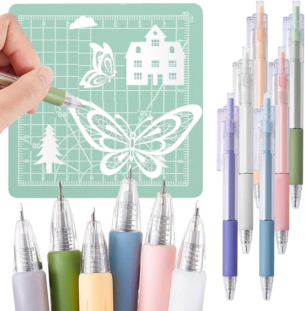 Set van 6 Uittrekbare Mesjes met Metalen Lemmet en ABS Handvat voor DIY Kunst, Vinyl Tekeningen en Scrapbooking