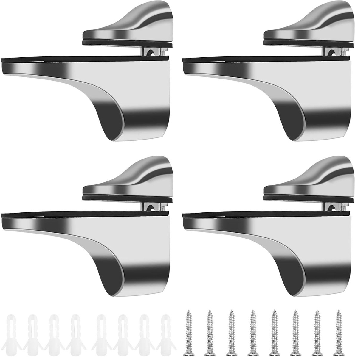 Verstelbare glazen plankensteunen, 4-delige set, wandbeugels voor 3-20mm dikke planken, stevig en duurzaam