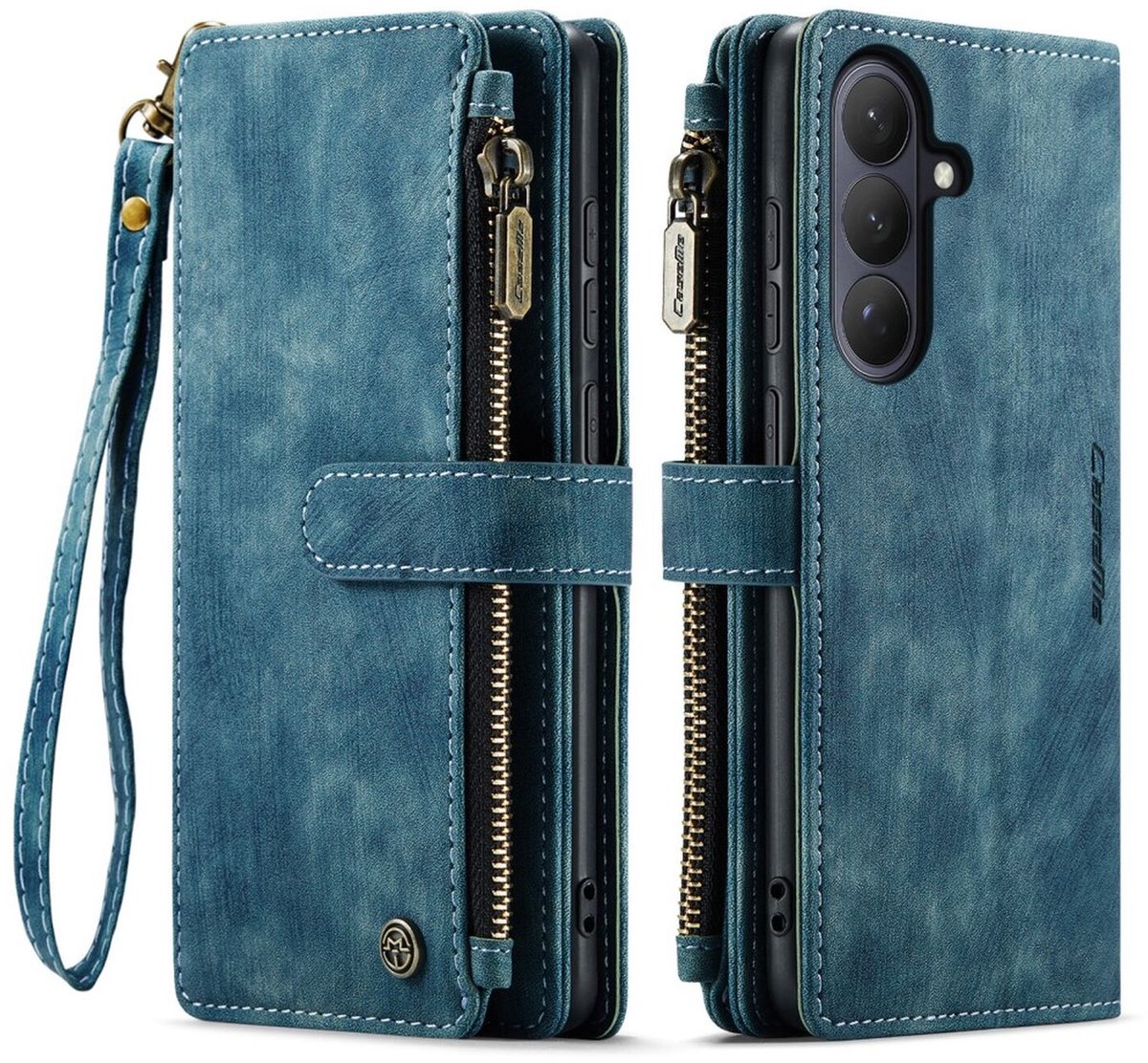 CaseMe C30 Hoesje Geschikt voor Samsung Galaxy S26 | Wallet Zipper Book Case met Pasjeshouder | Beschermhoes met Portemonnee | Blauw
