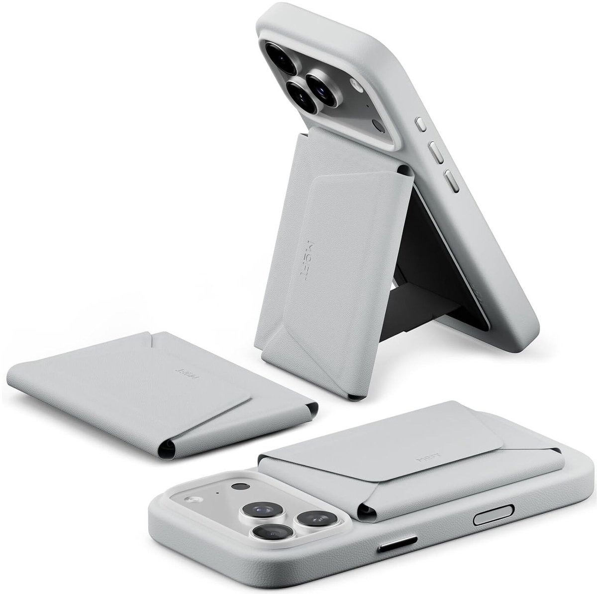 MOFT Snap Field Wallet - Agile Travel Wallet - Compatibel met MagSafe - Magnetische Kaarthouder - Pasjeshouder 8 Pasjes - RFID Portemonnee - Origami Standaard - Grijs
