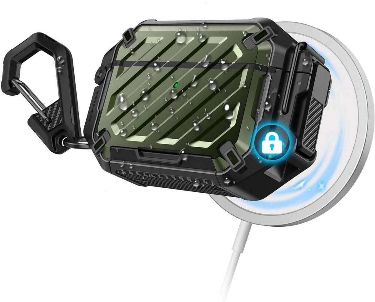 SUPCASE Hoesje Geschikt voor AirPods Pro 3 - Unicorn Beetle Pro - Case IP68 Waterdicht - Compatibel met MagSafe - Groen