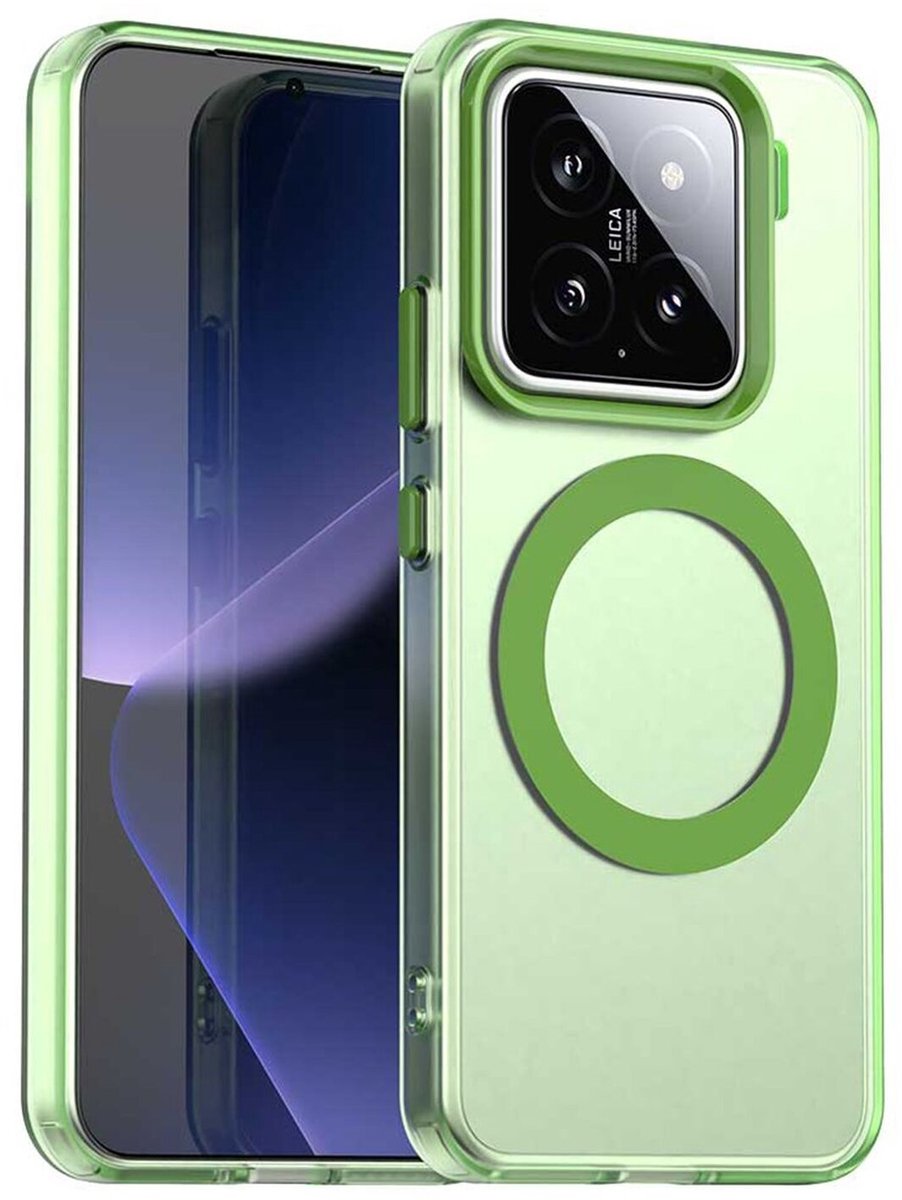 MagSafe Compatibel Backcover Hoesje Geschikt voor Xiaomi 15 - Groen & Semi-Transparant Design - Stijlvol & Goede Bescherming
