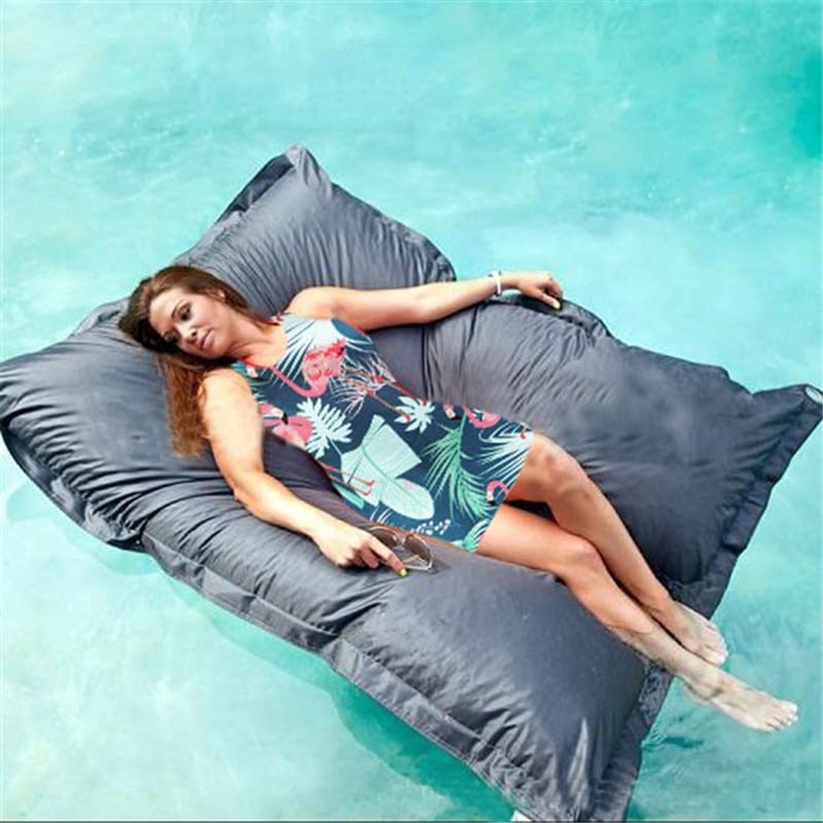 Lounger Bean Bag - Zitzak Tuin - Ontspannen Buiten - Waterbestendig Polyester - 180cm x 140cm - Donkergrijs