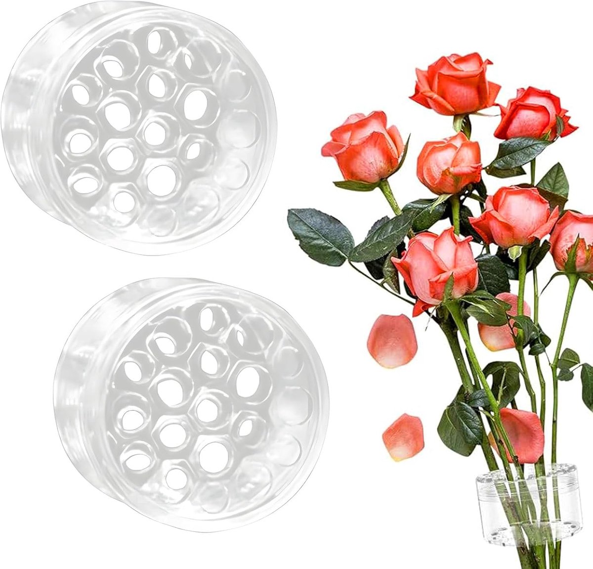 Bloemsteelhouder - Bloemenhouder Vaas - Bloemen Schikken - Spiraalvorm - 2 stuks - Transpa