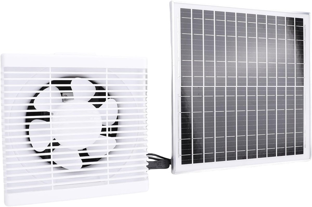 Zonnepaneel Ventilator - Solar Ventilatie - Lucht Verversen - IP67 Waterdicht - 38 x 37 x 18 cm - Zilver