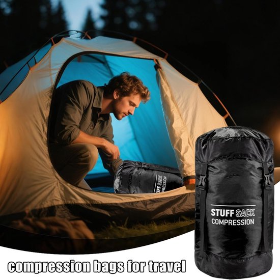 Opbergzak - Compressiezak Backpacken - Outdoor Organisatie - Lichtgewicht Ademend - Maat S - Zwart — afbeelding 3