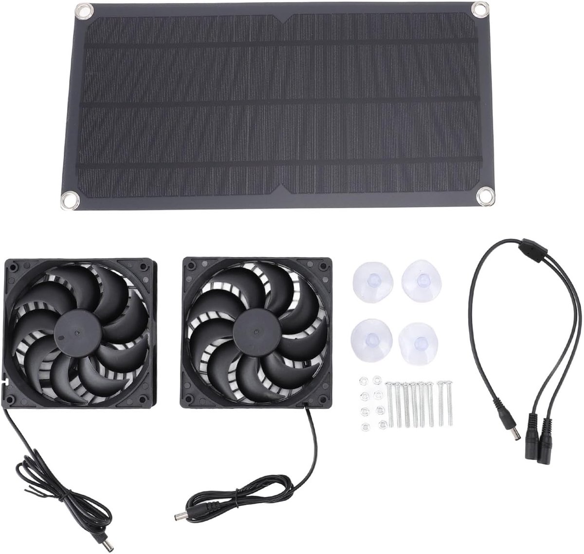 Zonnepaneel Ventilator Kit - Afzuigventilator Set - Kas Ventileren - Stil En Zelfvoorziene