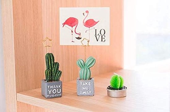 Mini Kaarthouder - Memo Clip - Bureau Organisatie - Cactus Design - 4 Stuks - Meerkleurig — afbeelding 3
