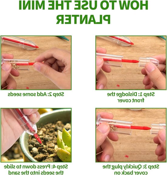 11-delige mini-handstrooier set - Kleine plastic zaaier, handmatige plantdispenser, plantstokje, verspeenstokje en wortelgereedschap voor sla, gras en spinazie van Merkloos	 — afbeelding 4