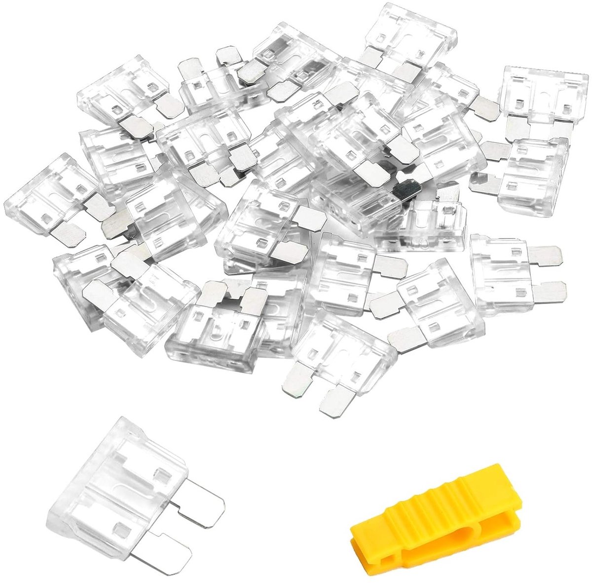 Bolatus 20pcs 25A Standard Car Fuses, Flat Fuses, Car Fuses, Plug Fuses, Flat Fuses, 1 Fuse Puller Set - ShopVlot