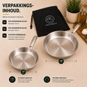 Organess RVS koekenpan set van 24cm en 28cm, met stoffen opbergzak, in een doos.