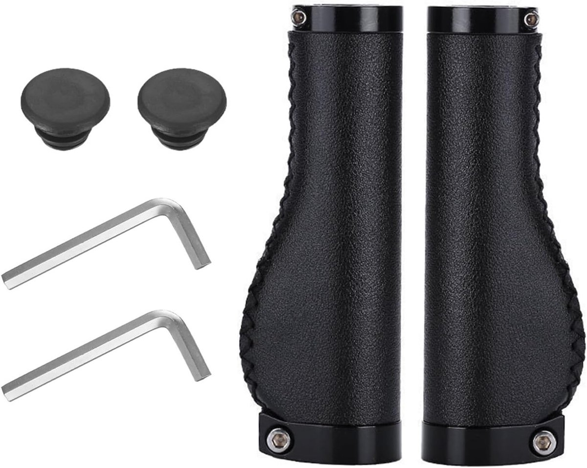Leren Handvat Covers voor Fietshandvatten, 2 Stuks Sleutels, Comfortabele Grip voor Fiets en Scooter, Duurzaam PU Leer