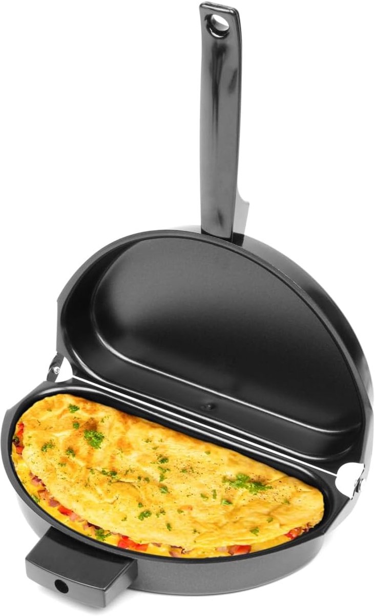 Omelet Pan - Dubbelzijdige Pan - Ontbijt Maken - Dubbelzijdig Ontwerp - 20 cm - Zilver
