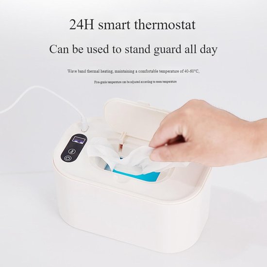 Babydoekjes Verwarmer - Doekjesdispenser Warm - Nachtelijke Luierwissel - Gelijkmatige Bovenverwarming - 150 Doekjes Capaciteit - Wit — afbeelding 4