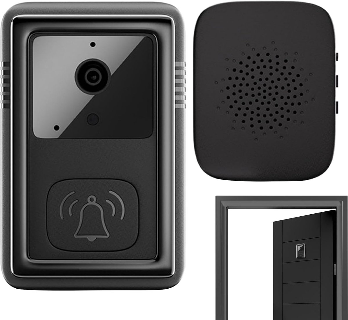 Deurbel Camera - Slimme Deurbel WiFi - Huis Beveiligen - Weerbestendige Afwerking - 178 x 10 x 32 cm - Zwart
