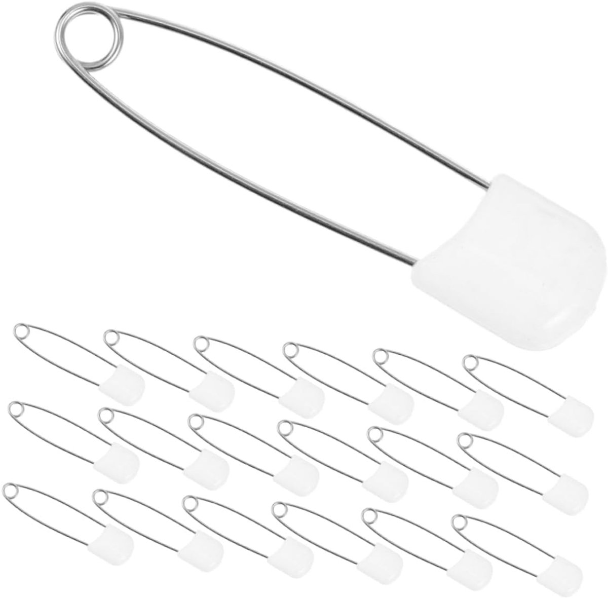 Babyluier Veiligheidsspelden - Luierpinnen Stoffen Luiers - Snelle Luierwissels - Extra Grote Spelden - 5.5 x 1.3 cm - Wit