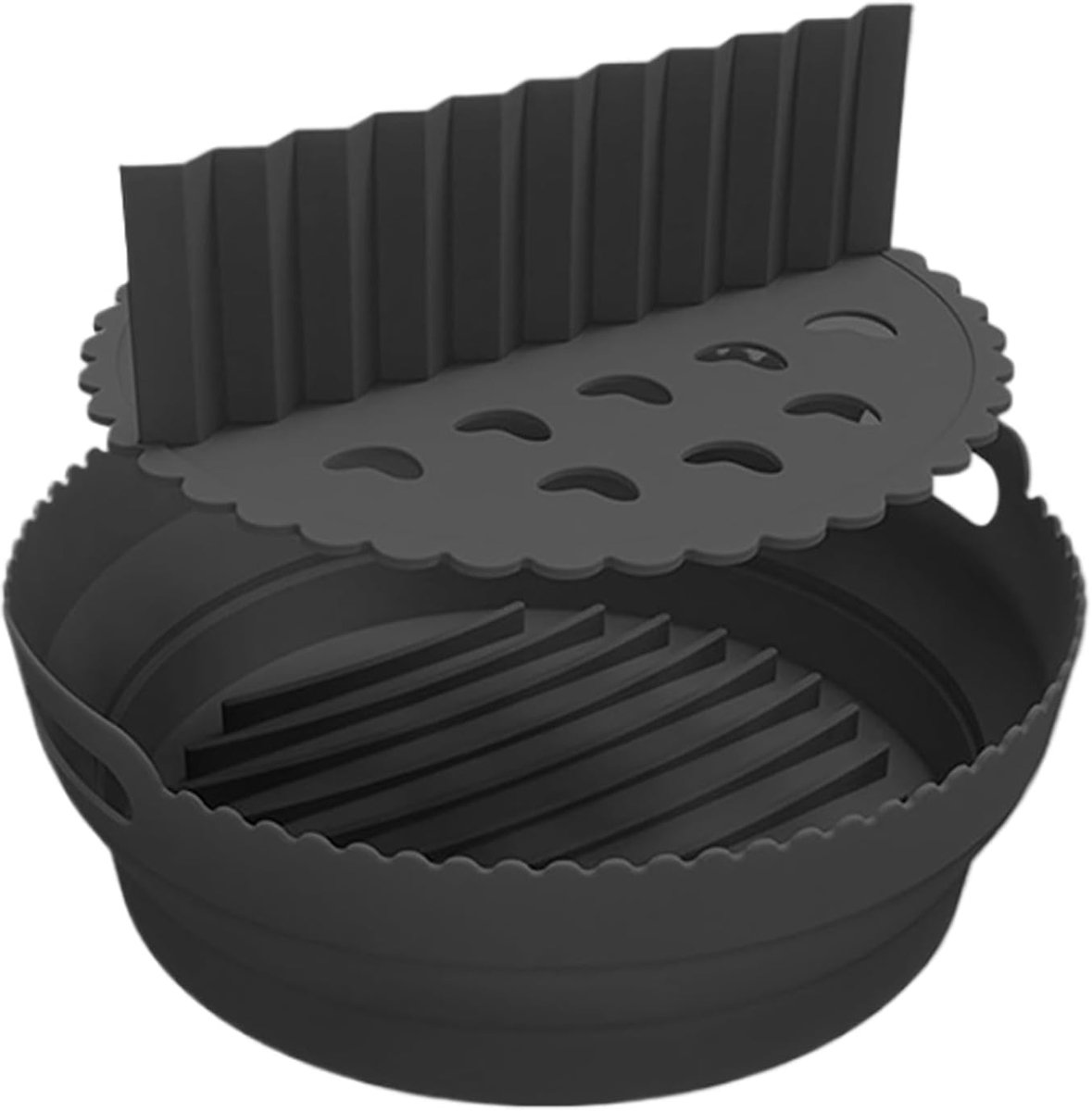 Airfryer Siliconen Bakvorm Ronde Bakmat Maaltijden Bereiden Met Scheidingswanden 215 cm Zwart