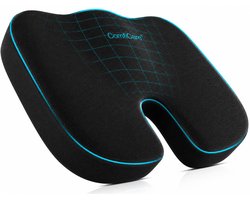ComfiCare® Zitkussen – Stuitkussen – Zitkussen orthopedisch - Ergonomisch zitkussen – Wigkussen - Stoelkussen - Zitkussen traagschuim – Zitkussen auto – Wigkussen stoel – Bureaustoel - Zwart