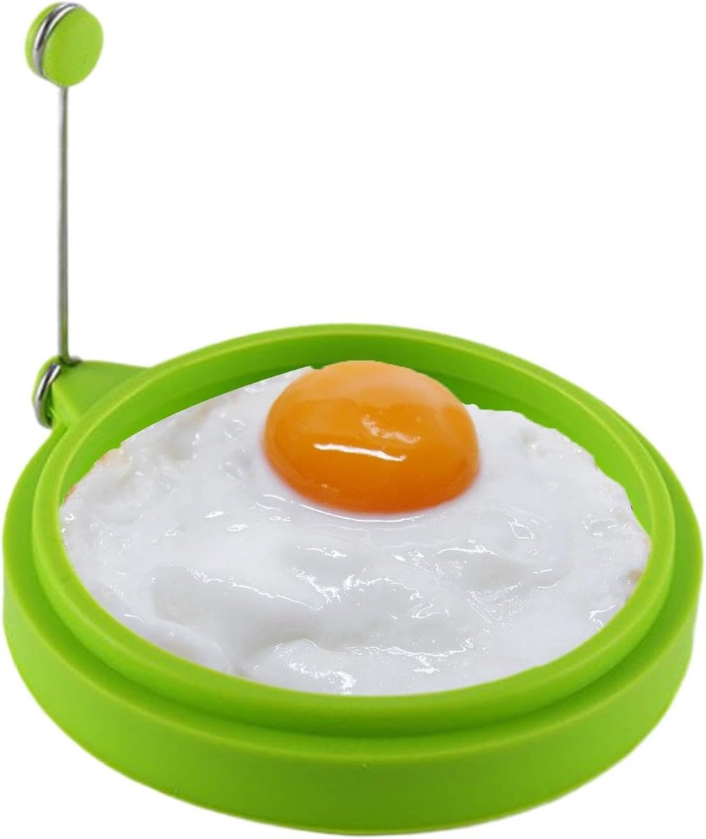 Silicone Ei Ring - Pannenkoekvorm Omelet Ring - Ontbijt Maken - Met Opvouwbare Handvatten - 100 ml - Multicolor