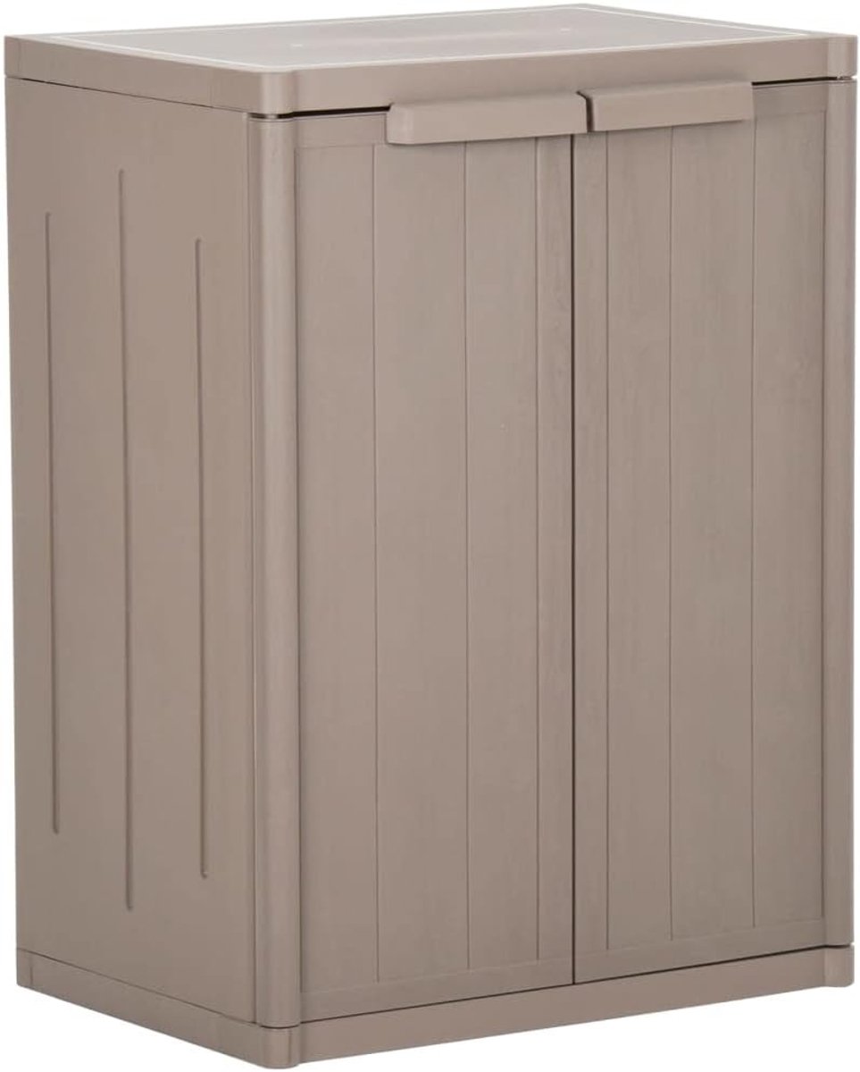 Tuinkast - Opbergkast Tuin - Spullen Opbergen - Houtlook PP - 65x45x88 cm - Bruin