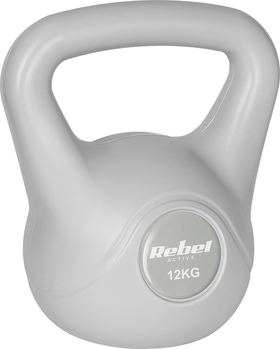 Rebel Active - Kettlebell - 12kg - Ergonomisch Ontwerp - Grijs
