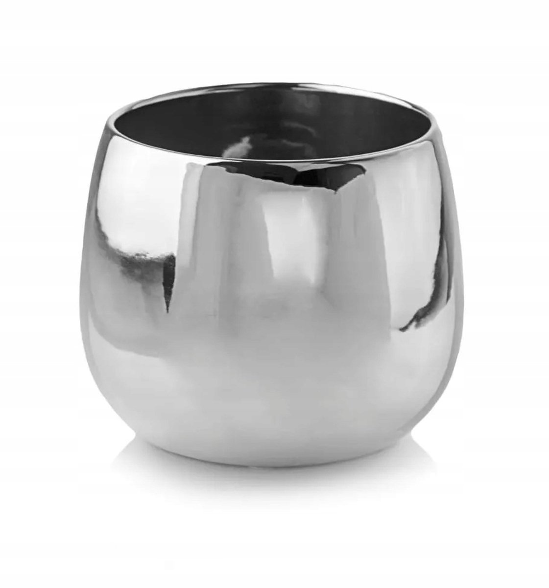 Zilverkleurige Keramieken Pot 15x13 cm - Stijlvolle Glamour Decoratie