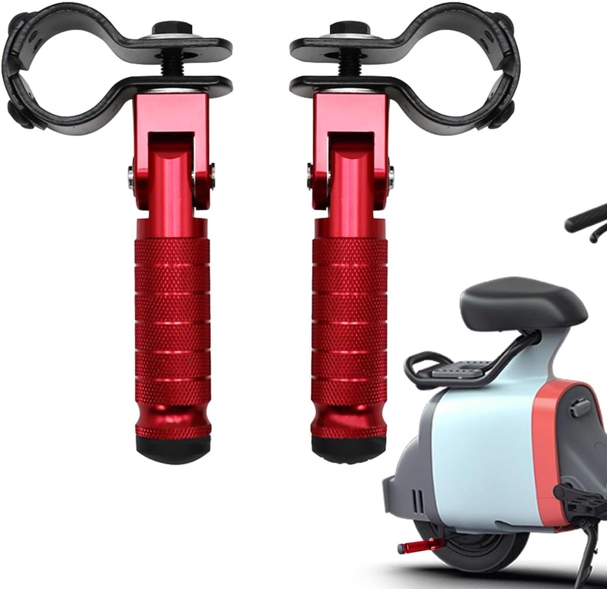 Motorfiets Voetsteunen - Frame Pedalen - Comfortabel Rijden - 90 Graden Vouwbaar - 1 Paar - Rood