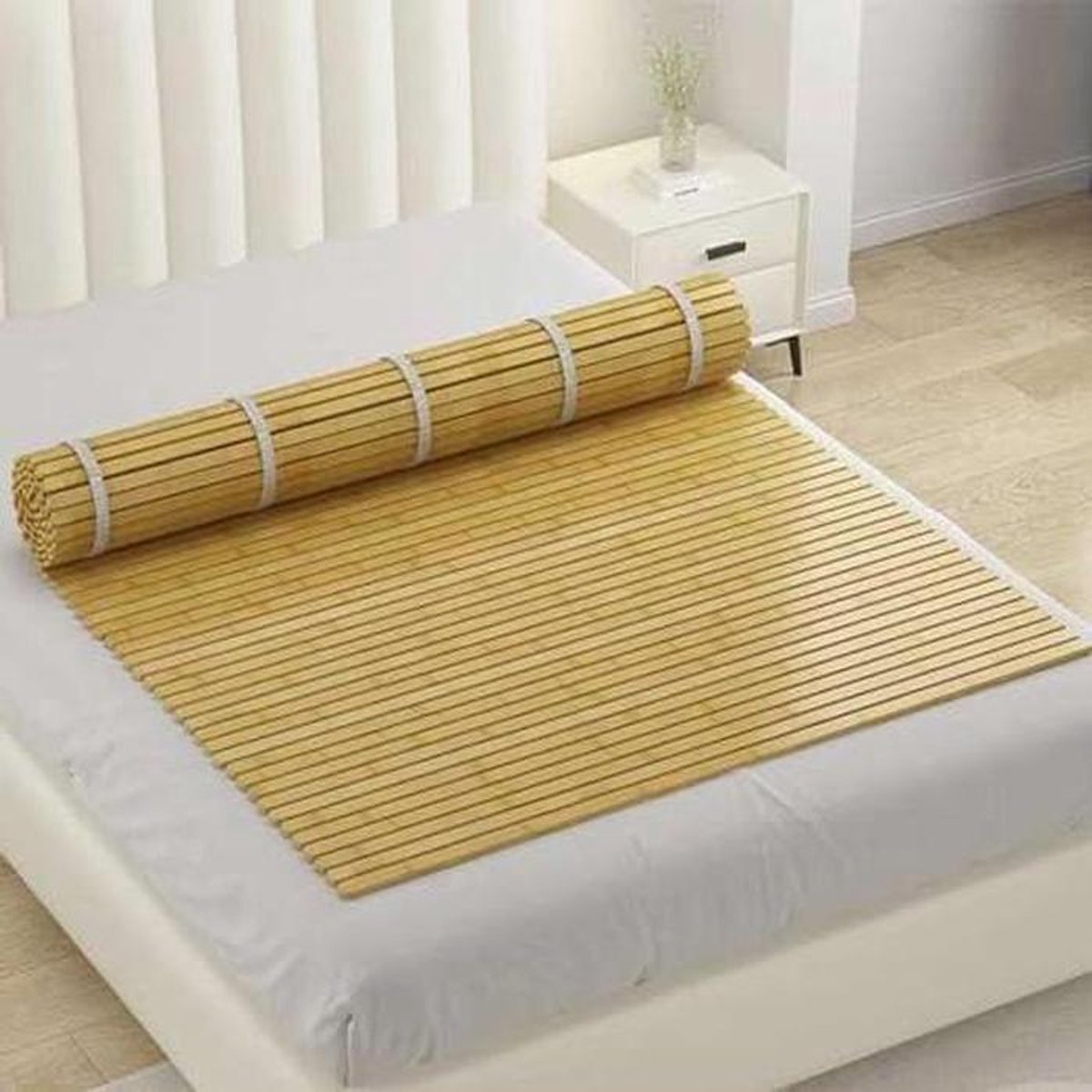 Bamboe Bedbodem - Bedplank Latten Opvouwbaar - Rugondersteuning Verbeteren - Gecarboniseerd Bamboe Materiaal - 0.6x1.8m - Natuurlijk