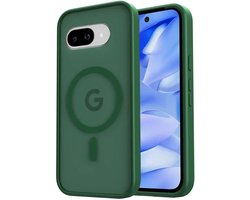 Hoesje Geschikt voor Google Pixel 9a - Compatibel met MagSafe - Matte Beschermhoes - Back Cover met Magneet - Groen