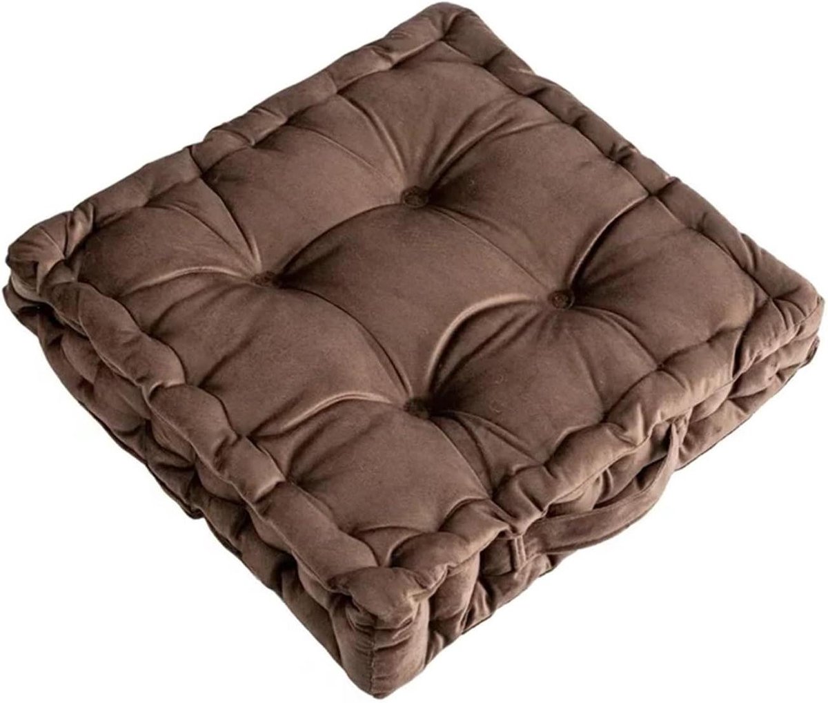 Meditatiekussen Vierkant - Vloerkussen Yoga - Comfortabel Zitten - Afneembare Hoes - 42 x 42 x 9 cm - Bruin