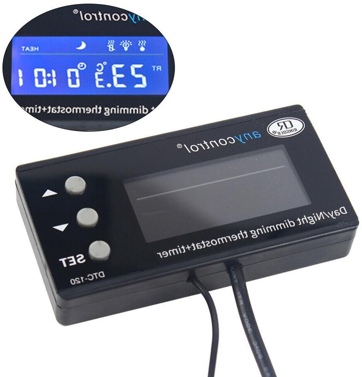 Digitale Thermostaat - Temperatuurregelaar Aquarium - Terrarium Klimaat - PID Controle - 16A 250V - Zwart
