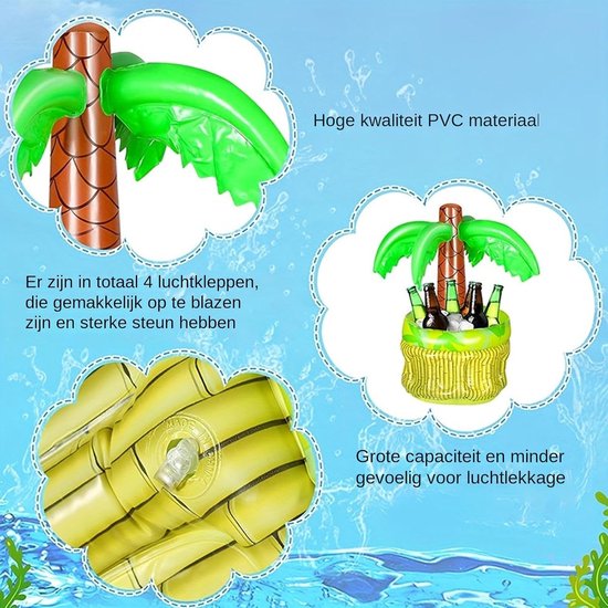 Opblaasbare Koeler - Drijvende Drankcontainer - Zomerfeesten - Palmboom Thema - ca. 58x38x66cm - A — afbeelding 3