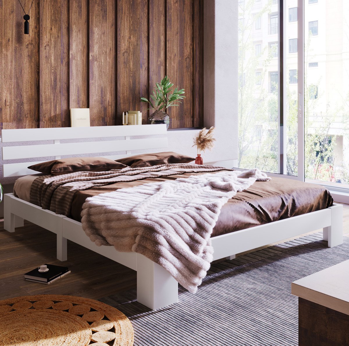 COVREO Bedframe 140x200 cm wit hout met hoofdbord zonder matras