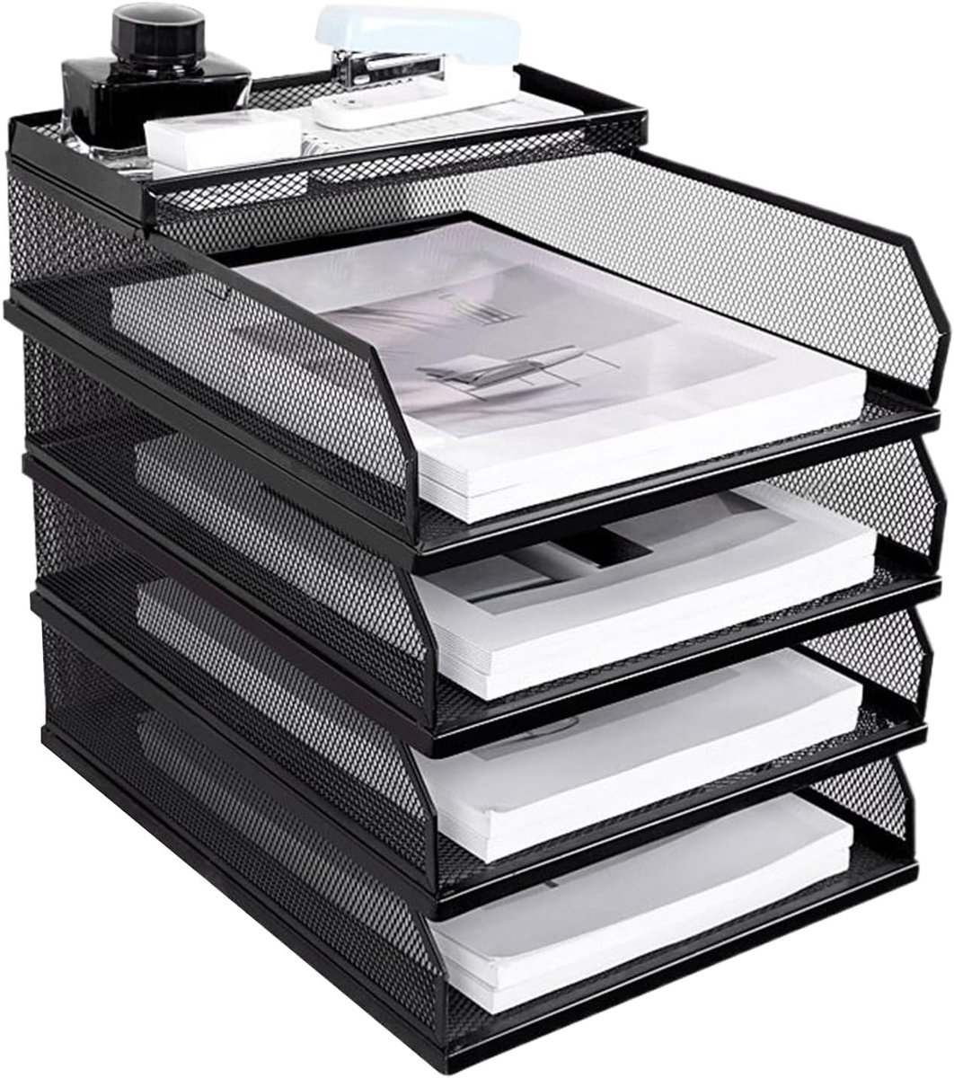 Bestands organizer - Papier sorter - Bureau organiseren - Mesh ventilatie - 18x27x18 cm - Zwart