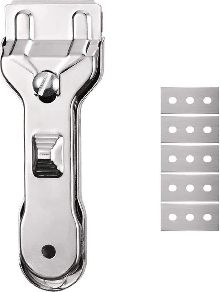 carmdering - Keramische Scraper - Kookplaat Scraper - Schraper - 5 verwisselbare messen, krasvrij, ergonomisch, antislip handgreep - Voor inductie & keramiek - Ook voor glas & tegels