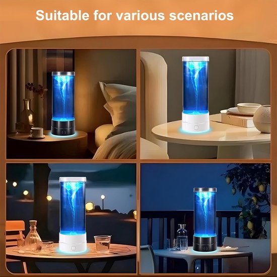 ZVD Tornadolamp - Met tornado-effect - Creatieve, decoratieve sfeerverlichting - Geruisloos LED-nachtlampje voor op het bureau met kleurwisseling (7 kleuren) - Eenvoudig in gebruik - Geschikt voor interieur, Kerstmis, slaapkamers en kantoren - Zwart — afbeelding 4