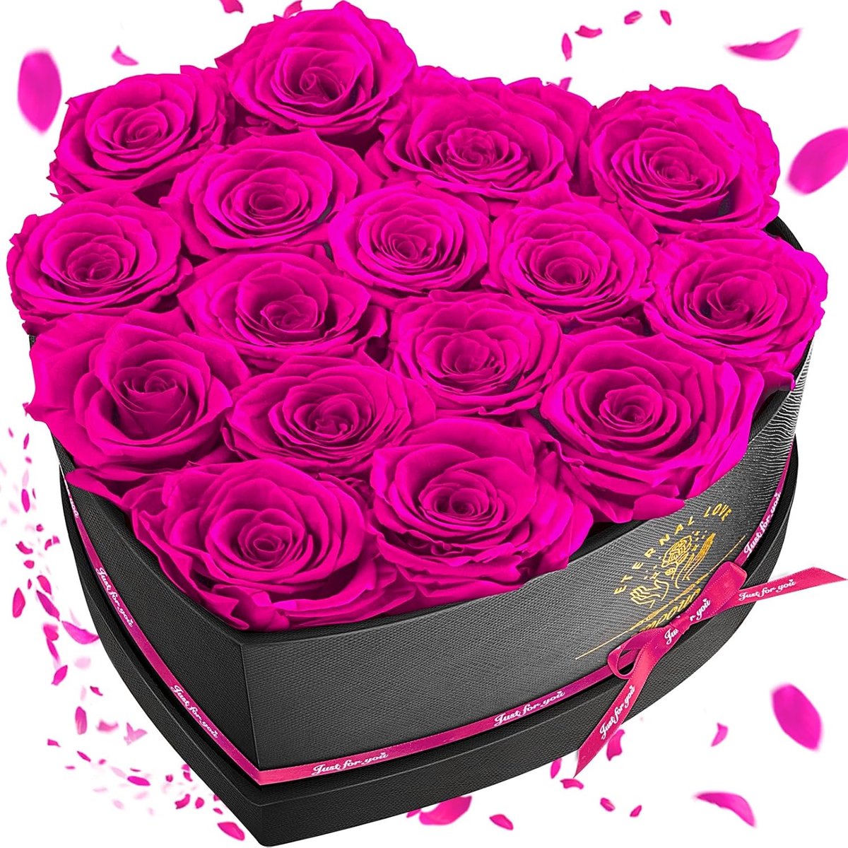 Geconserveerde Rozen - Eeuwige Bloemen - Cadeau Geven - Handgemaakt - 16 stuks - Felroze