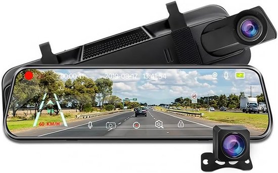 Auto Camera - Dashcam Spiegel - Veilige Rit - 2K+1080P Resolutie - 10 Inch Scherm - Zwart