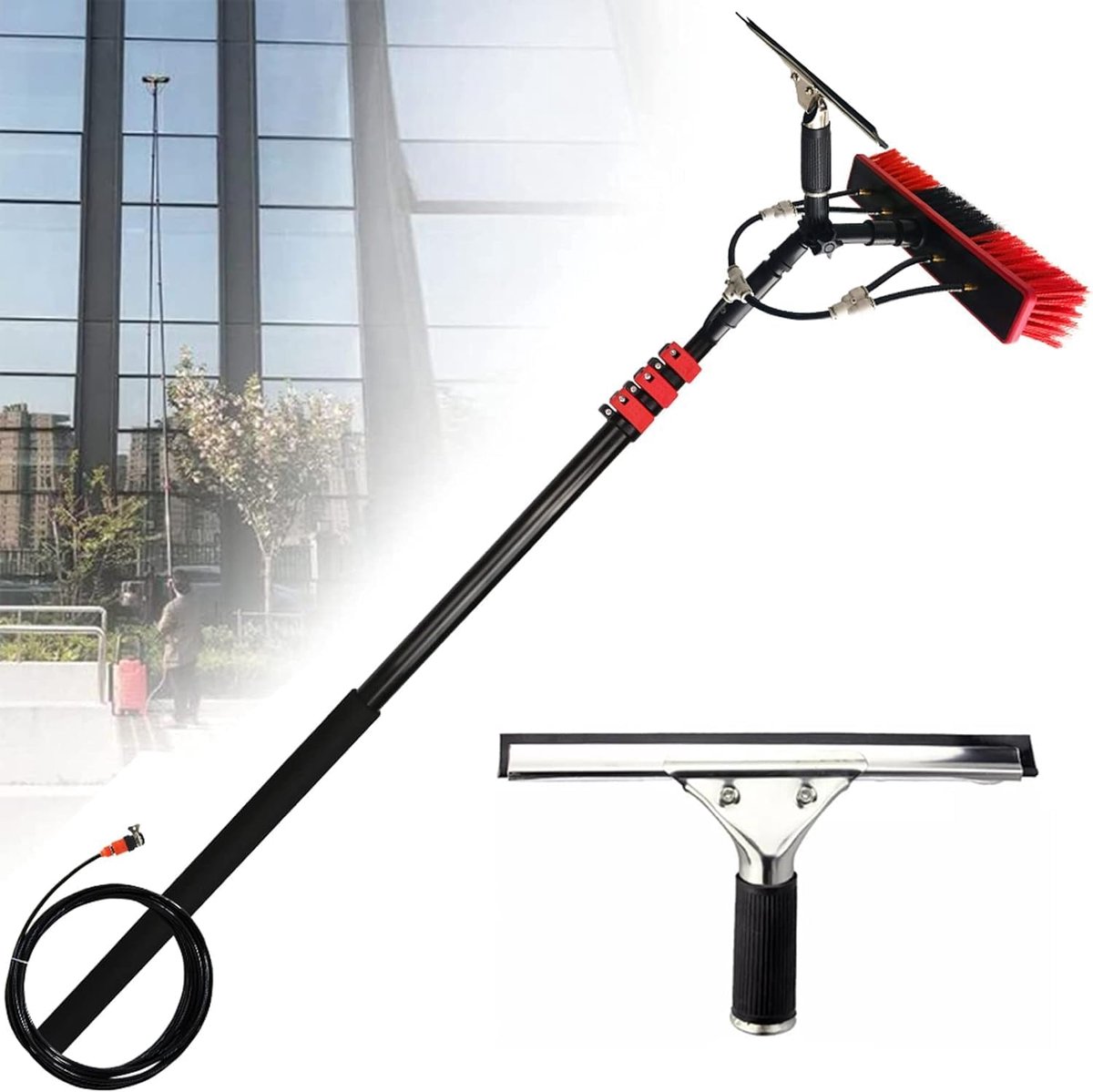 Glazenwasstok - Schoonmaakgereedschap - Ramen Zemen - Telescopisch Verstelbaar - Tot 36FT - Zilver