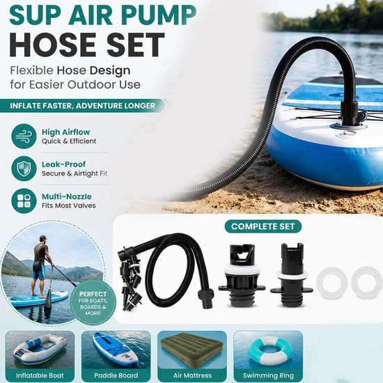 Paddle Board Pompset - Luchtpomp Slangset - Watersporten Opblazen - Veelzijdige Mondstukken - 7-delige set - Niet gespecificeerd — afbeelding 3