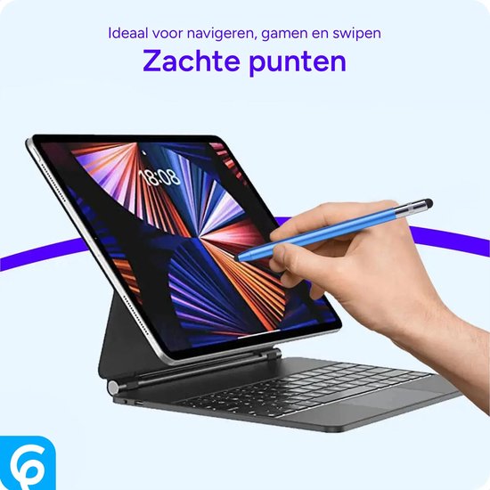 SBG Universele Stylus Pen Geschikt voor Telefoon Tablet en iPad - Twee zachte punten - Eén precisie punt - Blauw — afbeelding 2